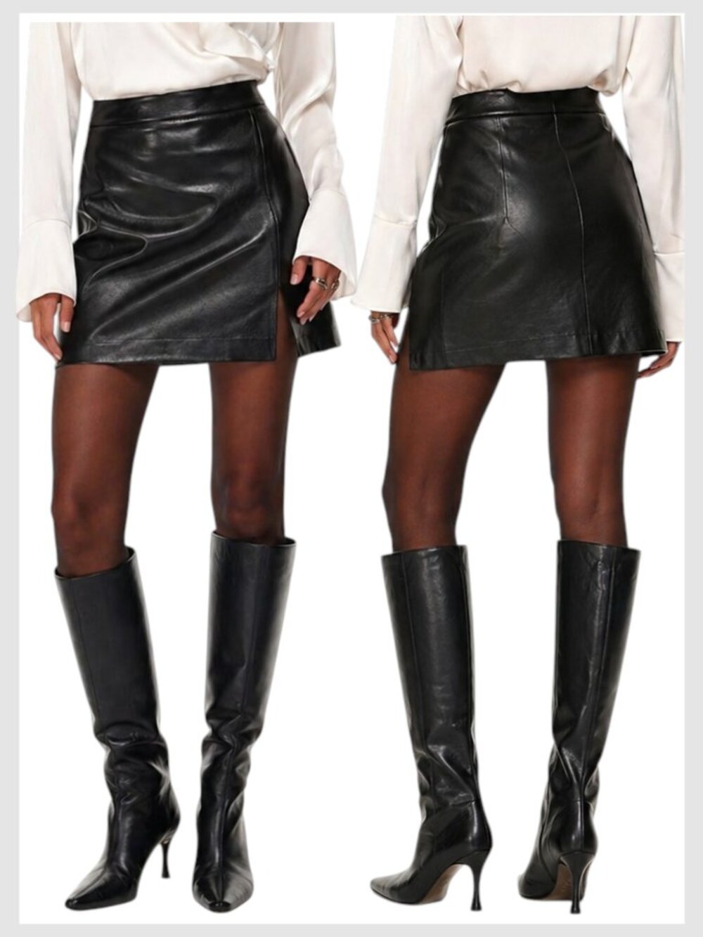 Aritzia Wilfred Patio Mini Skirt Black Vegan Leather High Waisted 4